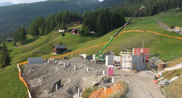 La station de départ du futur télésiège de Moay dans la station de ski de Bruson. 