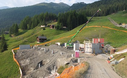 La station de départ du futur télésiège de Moay dans la station de ski de Bruson. 