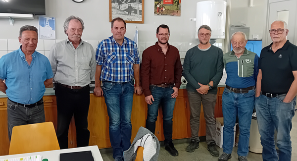Die Verantwortlichen vom Seilbahn Museum Schweiz Kandersteg: v.l. Remy Supersaxo, neues Vorstandsmitglied, Daniel Vuille, Marketingkommissionsmitglied, Andreas Zenger, Interimspräsident, Lukas Streun, Vorstandsmitglied, Jacques Isler, neues Vorstandsmitglied, Hansruedi Kallen, Vorstandsmitglied, und Urs Weibel, Vorstandsmitglied. 