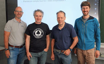 De g. à. d. : Philippe Bieri (Fatzer AG), Christian Banfi (OFT), Stefan Messmer (IWM AG) et Jeremy Yerly, organisateur du séminaire.